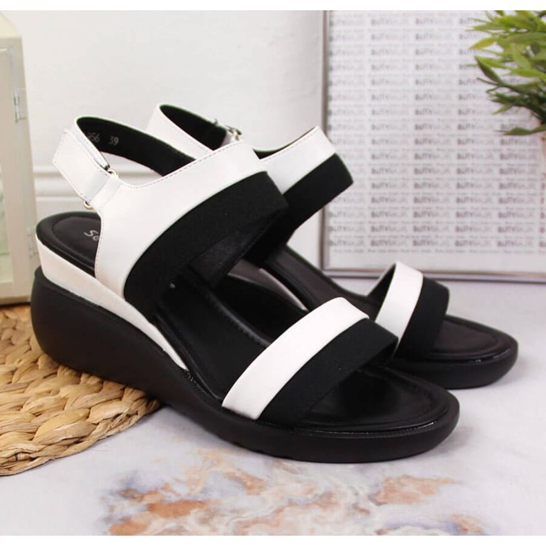 Sandali con zeppa Sergio Leone W SK377B bianco 2