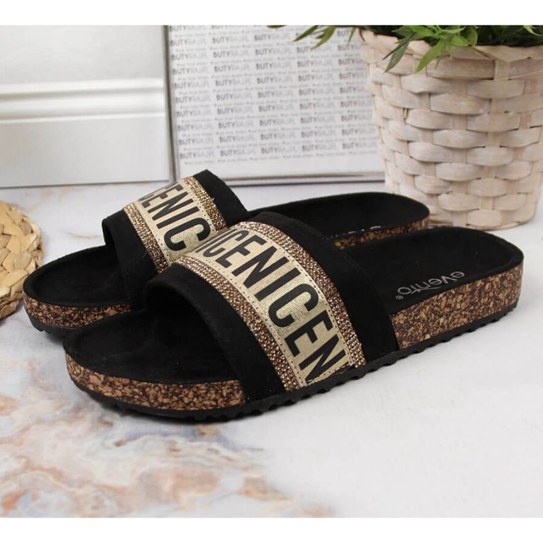 Pantofole EVnto W EVE354 nere nero d'oro 2