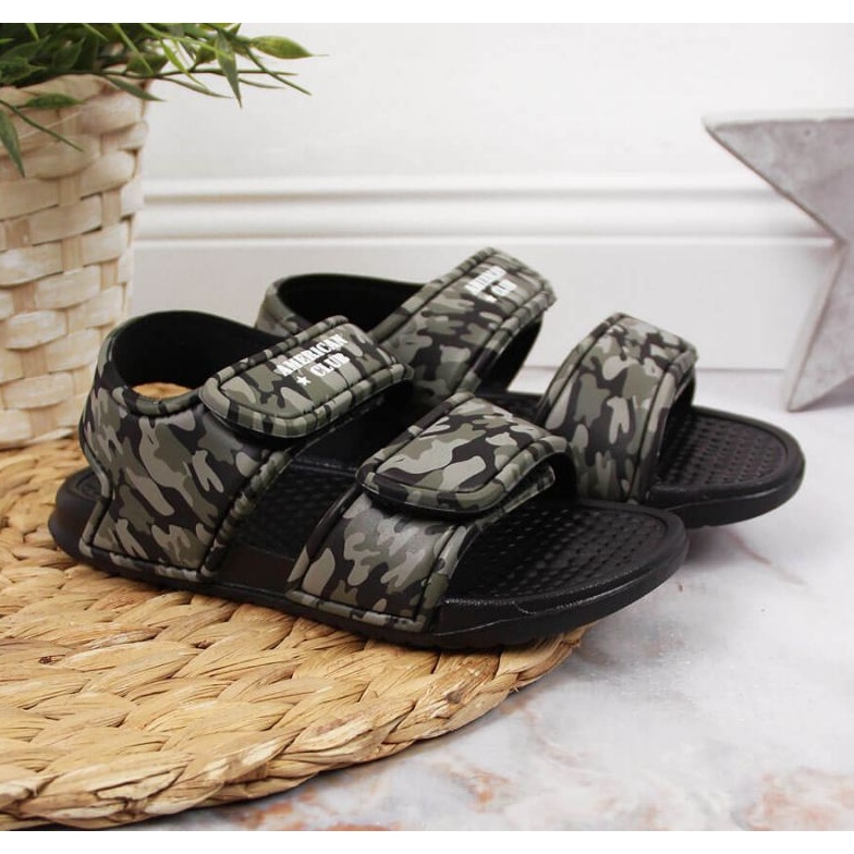 Sandali in schiuma di velcro American Club Jr AM881A mimetico verde 2