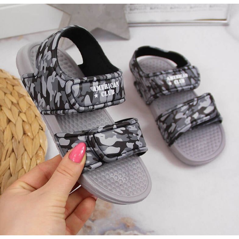 Sandali in schiuma di velcro American Club Jr AM881B grigi 1