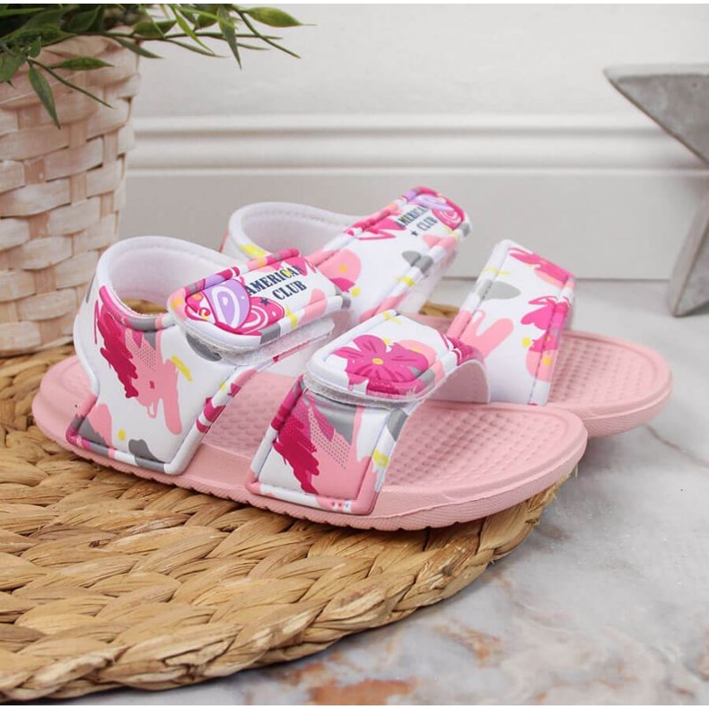 Sandali in schiuma di velcro American Club Jr AM882A rosa 2