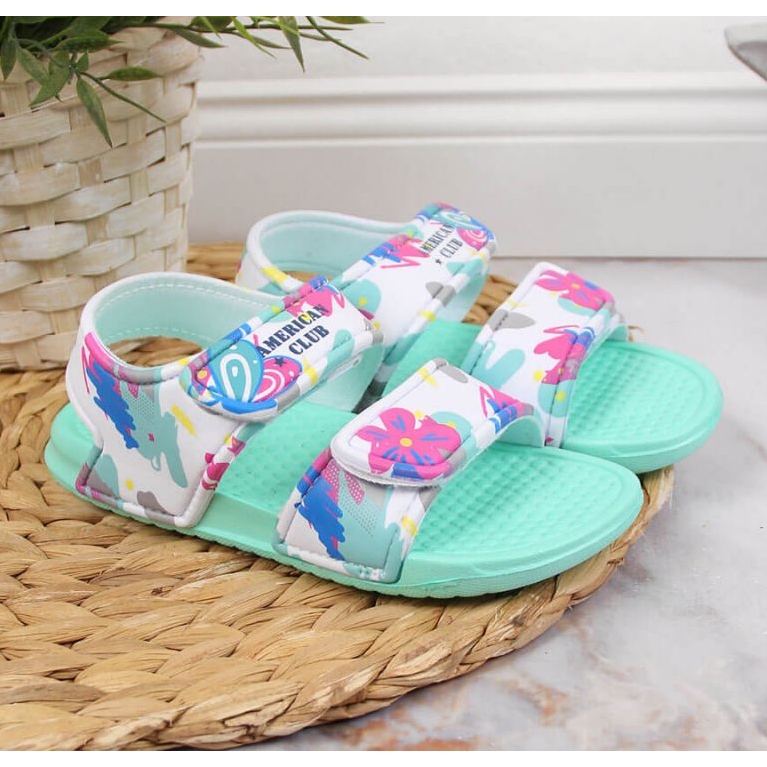 Sandali in schiuma di velcro American Club Jr AM882B menta blu 2