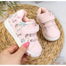 Scarpe sportive con velcro American Club Jr AM883A rosa 1