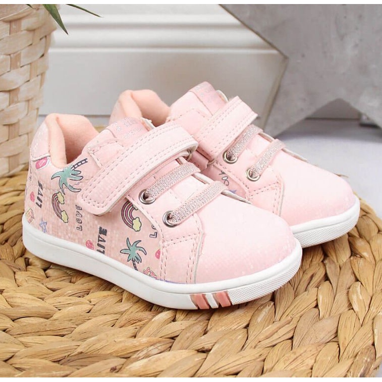 Scarpe sportive con velcro American Club Jr AM883A rosa 2