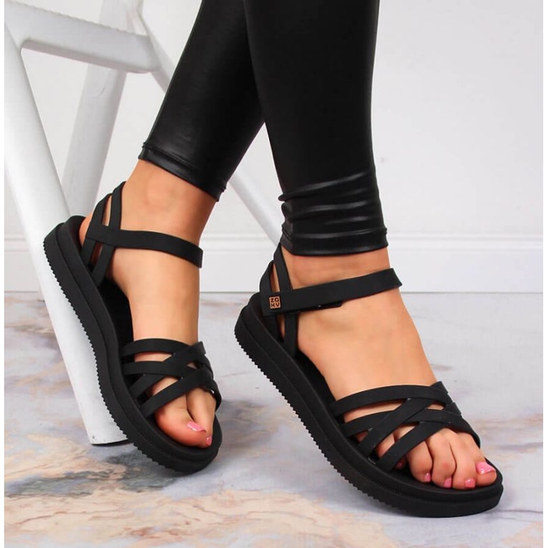 Sandali in gomma con velcro Zaxy W JJ285068 nero 2