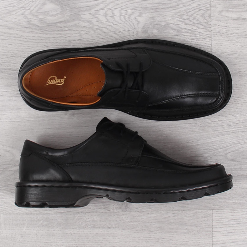Scarpe da uomo in pelle nera Łukbut 947 nero 1