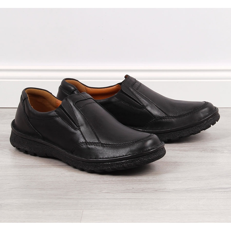 Scarpe slip-on da uomo in pelle, nere Łukbut 946 nero 1
