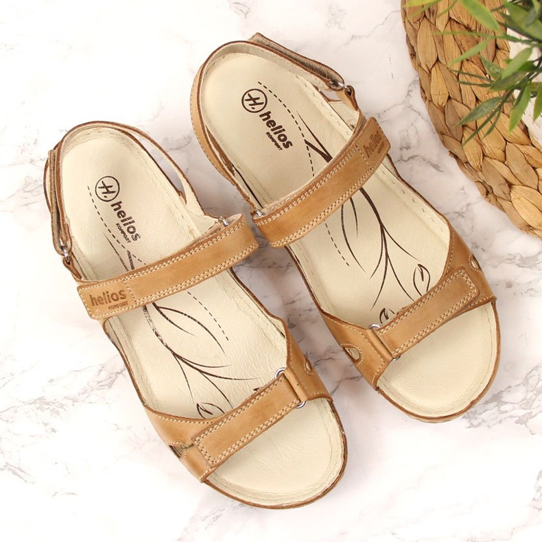 Sandali da donna in pelle marrone Helios 205 comodi 2