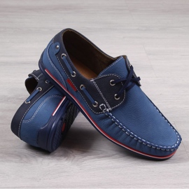 Mocassini da uomo in pelle blu Gregor 1