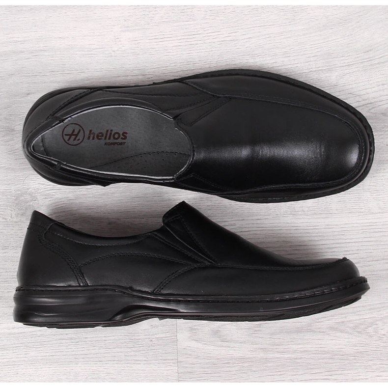 Comode scarpe da uomo in pelle nere Helios 871 nero 1