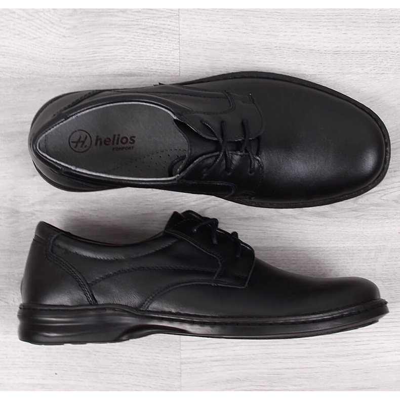 Comode scarpe da uomo in pelle nere Helios 872 nero 1