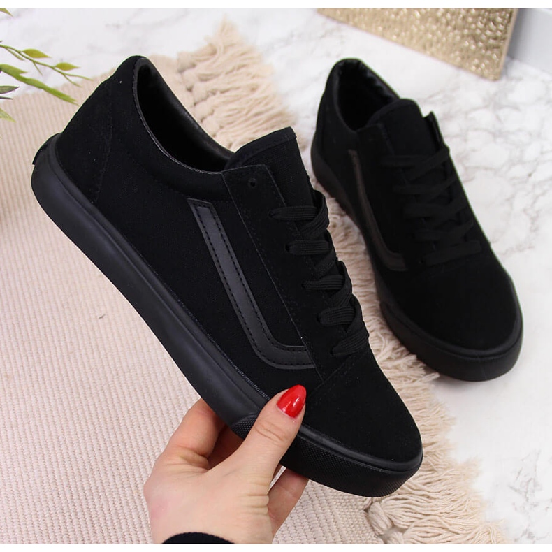 Sneakers basse Atletico nere in tessuto nero 2
