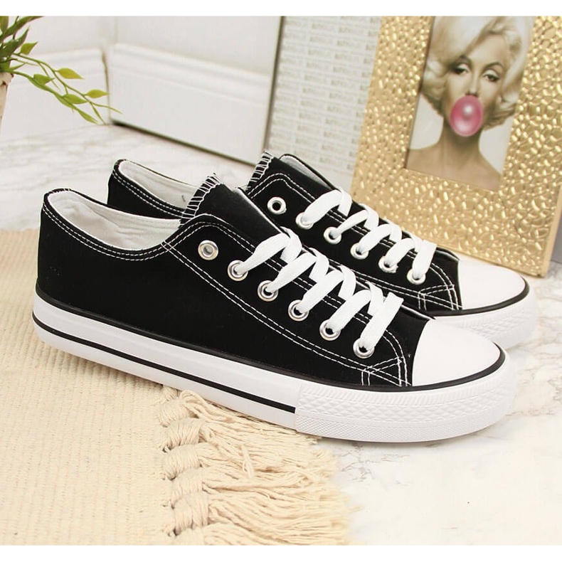 Sneakers basse Atletico nere in tessuto nero 2