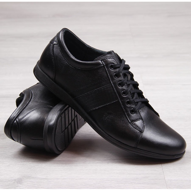Scarpe casual da uomo in pelle nere Gregor 2063 nero 1