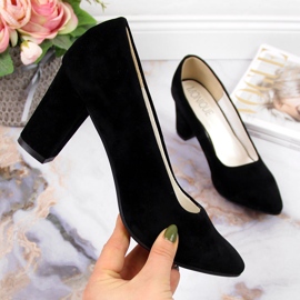 Décolleté in camoscio Monique post nero 1