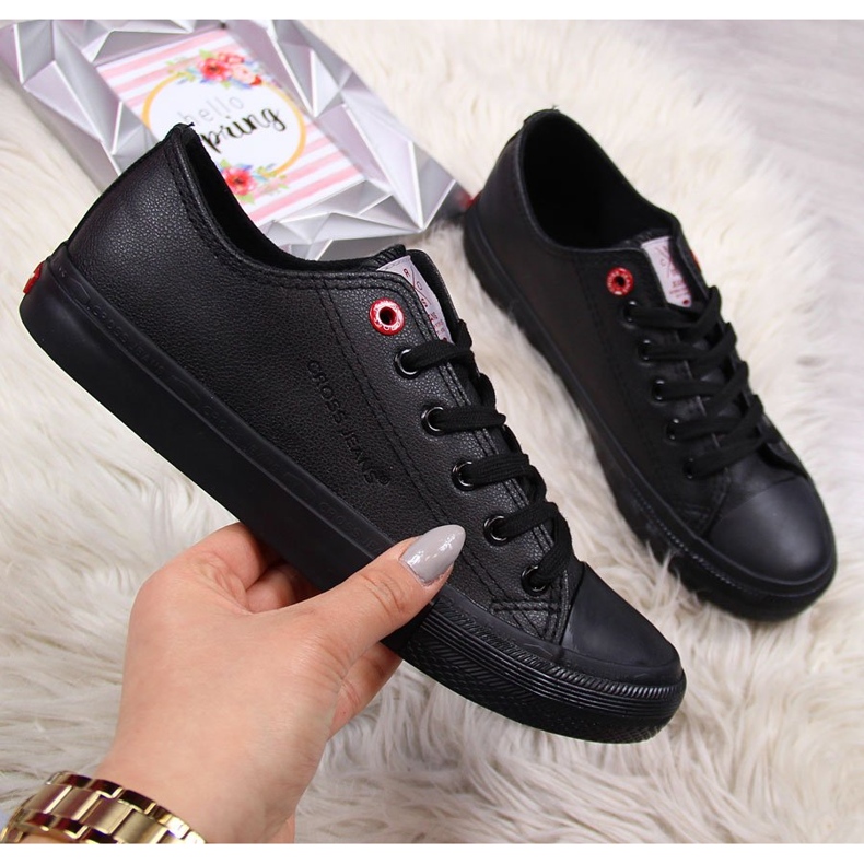 Sneakers basse Cross Jeans nere in ecopelle nero 1