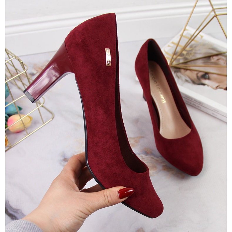 Décolleté Sergio Leone in camoscio bordeaux rosso 1