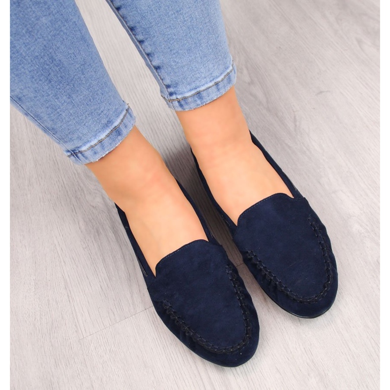 Mocassini da donna in camoscio blu navy Sergio Leone 1