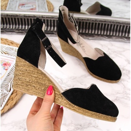 Sandali da donna in pelle su zeppa nera Filippo nero 2