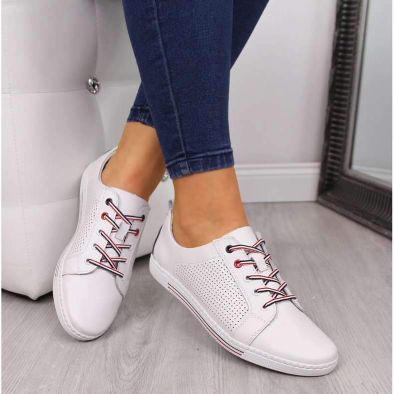 Scarpe da donna in pelle, pelle bianca Filippo 1