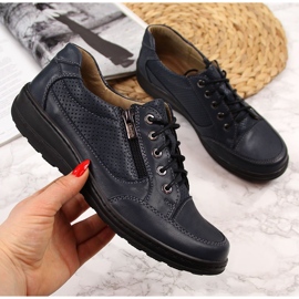 Scarpe da donna in pelle con cerniera blu navy Helios 357 2