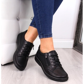 Scarpe da donna in pelle con cerniera nere Helios 357 nero 1