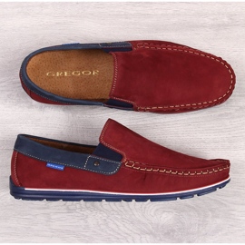 Mocassini da uomo in pelle bordeaux Gregor rosso 1