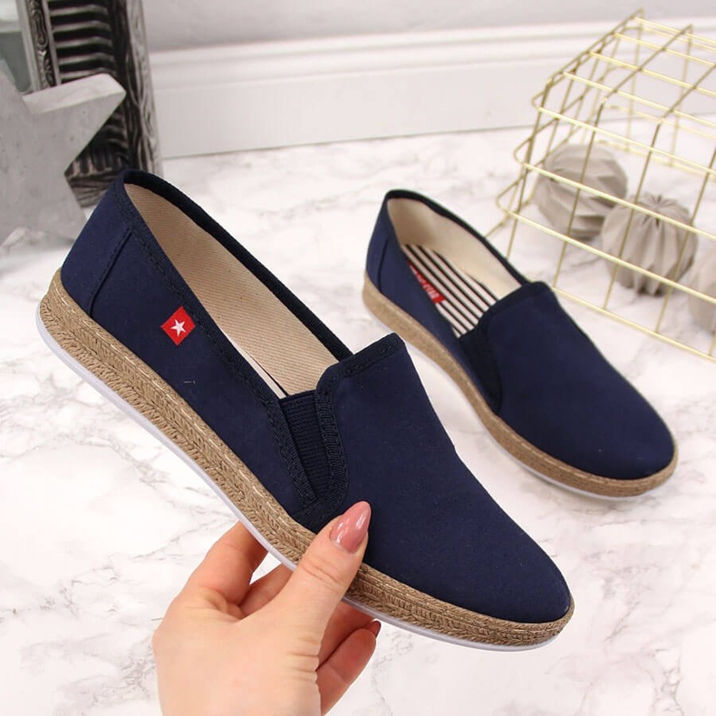 Espadrillas da donna slip on blu navy Big Star FF276036 2