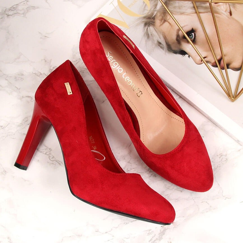 Décolleté su montante in suede rosso Sergio Leone 2