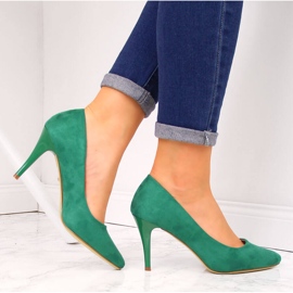 Décolleté su uno stiletto Sergio Leone in suede verde 1