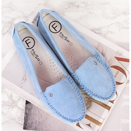 Mocassini da donna in pelle blu Filippo 1