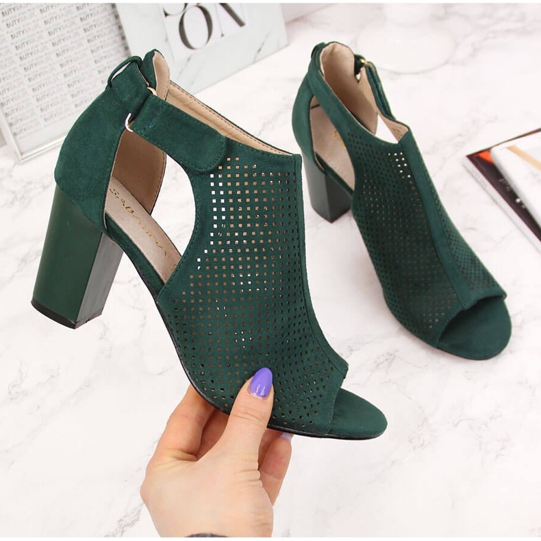 Sandali da donna Sabatina verdi con velcro verde 1