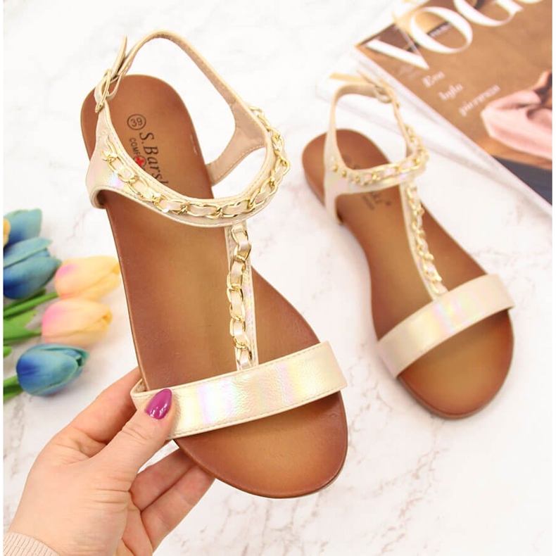 S.Barski Sandali da donna con catena holo beige S. Bararski 2