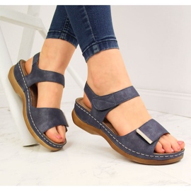 Sandali da donna eVento blu navy con velcro 1