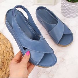 Sandali slip-on da donna in pelle blu T.Sokolski 2