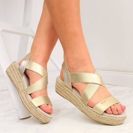 Sandali da donna espadrillas sulla piattaforma dorata Big Star HH274414 d'oro 1