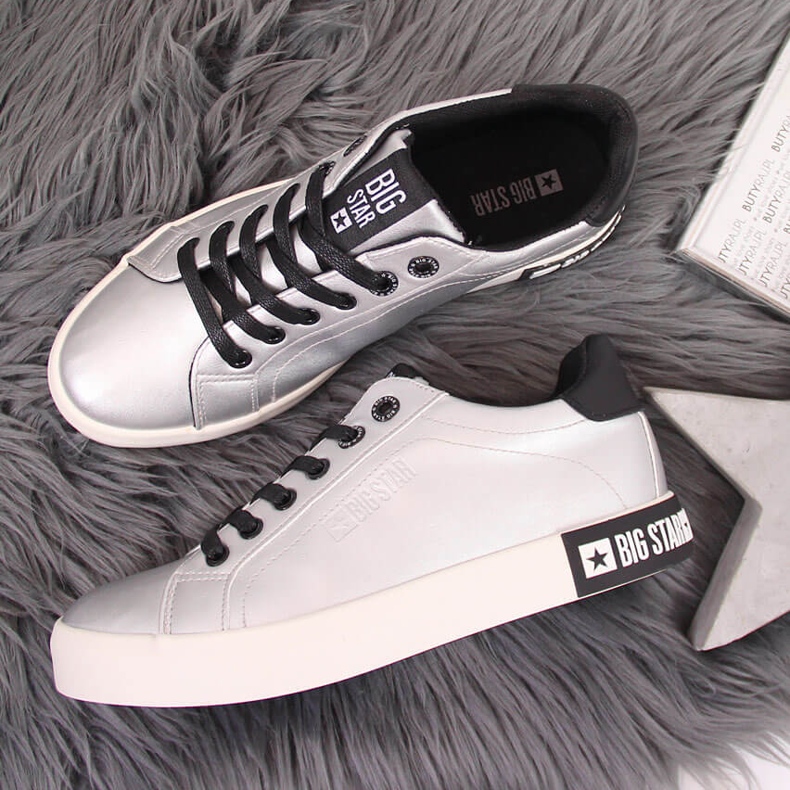 Sneakers basse da donna con ecopelle argento Big Star II274034 d'argento 1