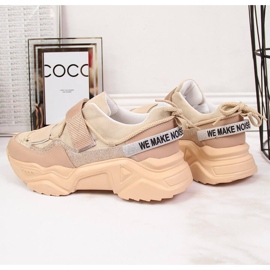 Sneakers con suola spessa Velcro beige Navy Dot 2