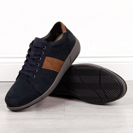 Scarpe casual da uomo in pelle, blu navy Rieker B0910-14 1