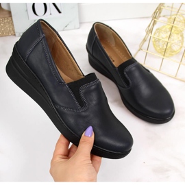 Comode scarpe da donna in pelle Helios 349 blu navy 2