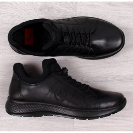 Scarpe casual da uomo in pelle nera Rieker B7694-00 nero 1