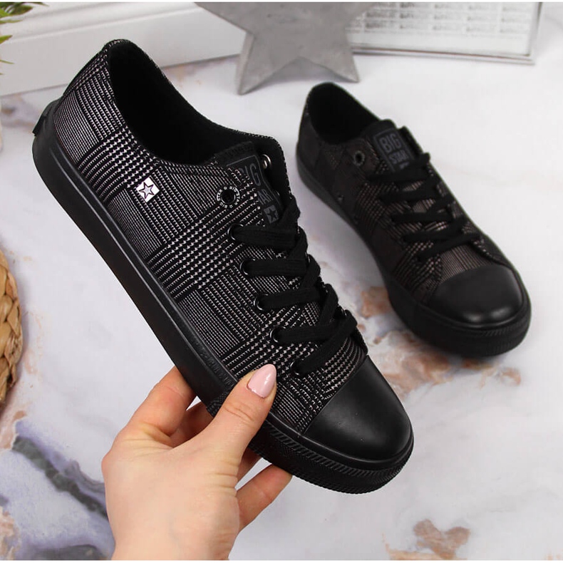 Sneakers basse in tessuto a quadri Big Star JJ274100 nere nero 1