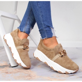 Scarpe da donna con slip a catena su Potocki beige 1