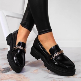 Scarpe da donna laccate nere con la scritta Laura La.Fi nero 2