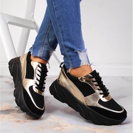 Scarpe sportive da donna sulla piattaforma Potocki nero d'oro 1