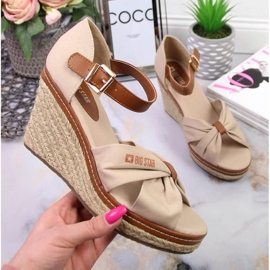 Sandali espadrillas su zeppa beige Big Star JJ274939 1