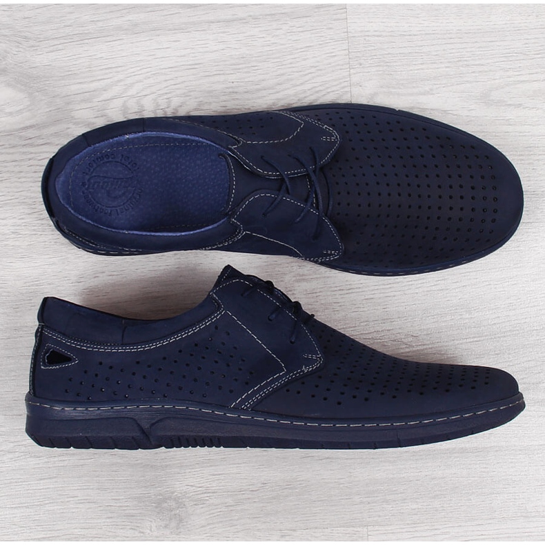 Scarpe traforate da uomo blu navy Łukbut 1447 1