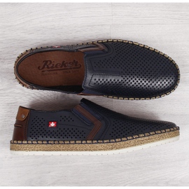 Scarpe da uomo traforate blu navy Rieker B5297-14 1