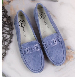Mocassini da donna in pelle blu Filippo 2