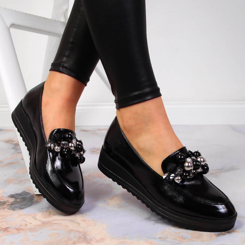 Scarpe da donna laccate con perline Potocki nere nero 1